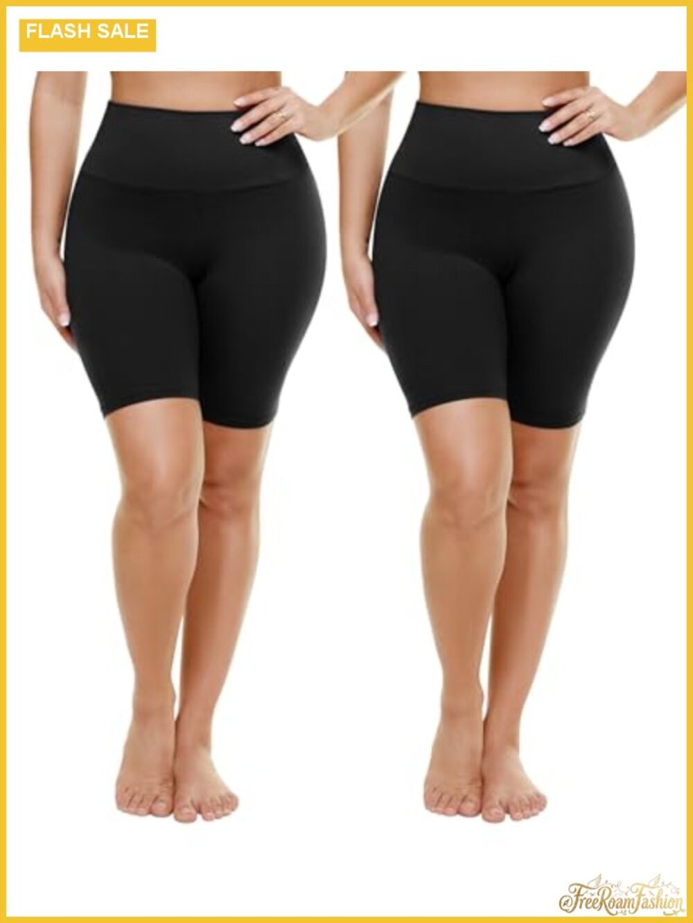 Plus Size Biker Shorts for Women 8" Inseam High Waisted Tummy Control Workout